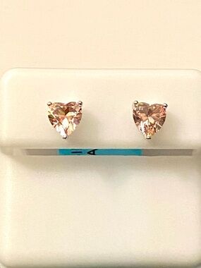 Heart-Cut Morganite Stud Earrings Set in Sterling - Even Prettier in Person NWT